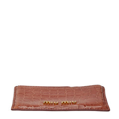 ミュウミュウ クロコ型押し カードケース ブラウン レザー レディース MIUMIU 中古