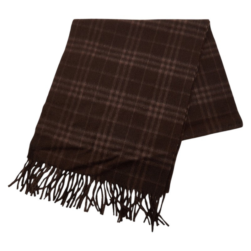 バーバリー チェック マフラー ブラウン カシミヤ レディース BURBERRY 【中古】