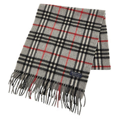 バーバリー チェック マフラー グレー カシミア100％ メンズ BURBERRY 【中古】