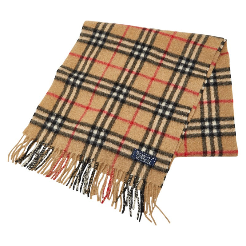 バーバリー ノバチェック マフラー ベージュ カシミヤ100% メンズ BURBERRY 【中古】