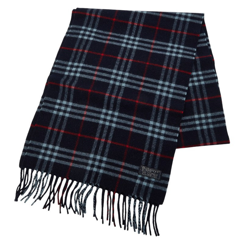 バーバリー チェック マフラー ネイビー カシミヤ100% メンズ BURBERRY 中古
