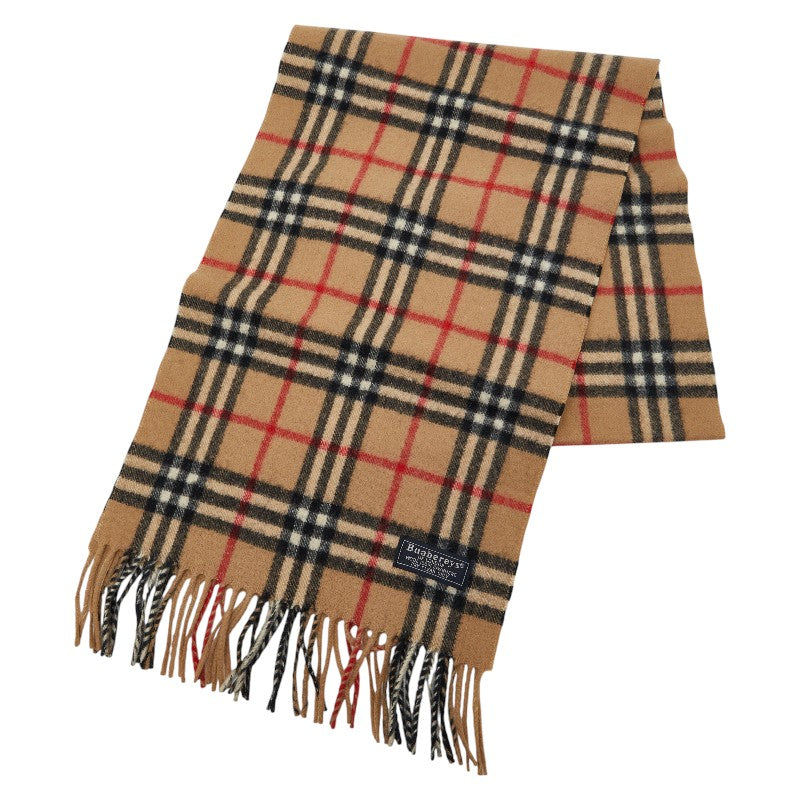 バーバリー ノバチェック マフラー ベージュ カシミヤ100% メンズ BURBERRY 【中古】