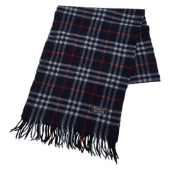 バーバリー チェック マフラー ネイビー カシミヤ100% メンズ BURBERRY 【中古】