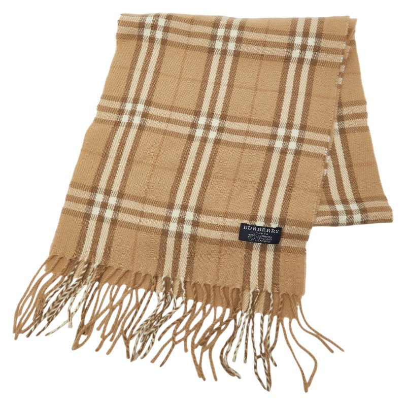 バーバリー ロンドン チェック マフラー ベージュ カシミヤ100% メンズ BURBERRY 【中古】
