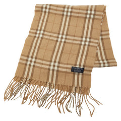 バーバリー ロンドン チェック マフラー ベージュ カシミヤ100% メンズ BURBERRY 【中古】