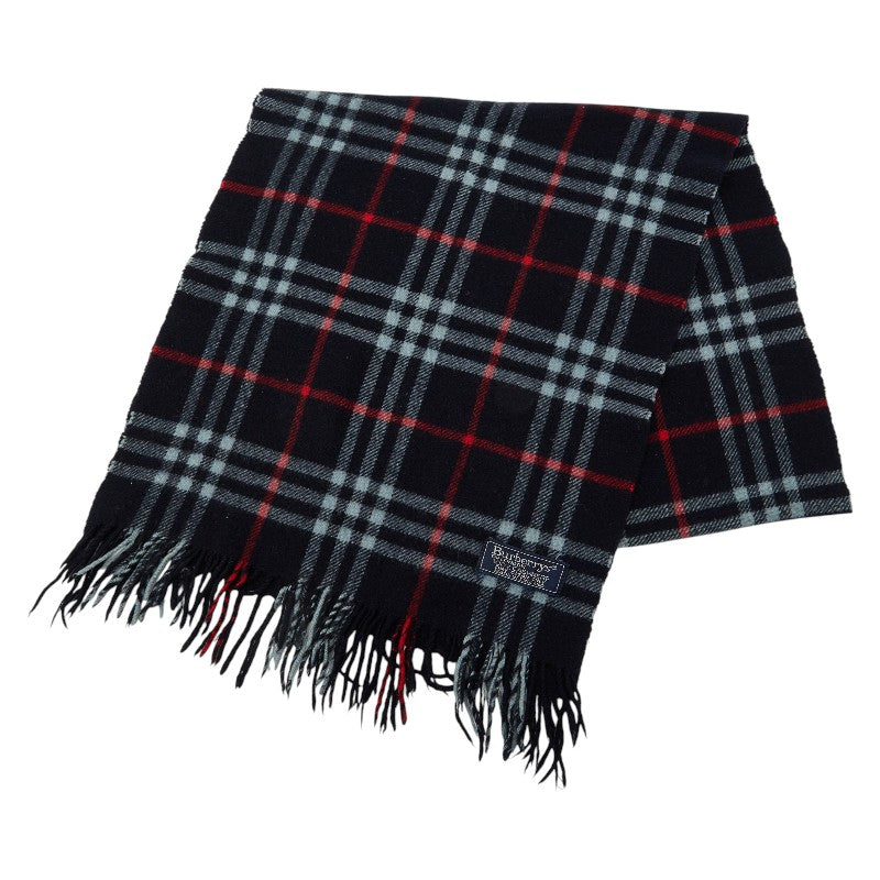 バーバリー チェック マフラー ブラック カシミヤ100% メンズ BURBERRY 【中古】