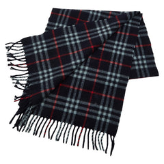 バーバリー チェック マフラー ネイビー カシミア100％ メンズ BURBERRY 【中古】