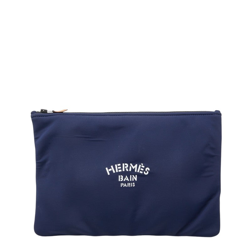 エルメス ネオバンGM ポーチ ネイビー ポリウレタン ポリアミド レディース HERMES 【中古】