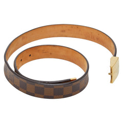 ルイ ヴィトン ダミエ サンチュール キャレ ベルト 85/34 M6802U ブラウン ゴールド PVC レザー メンズ LOUIS VUITTON 【中古】