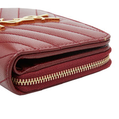 サンローラン YSLロゴ Vステッチ 二つ折り財布 403723 レッド レザー レディース SAINT LAURENT 【中古】