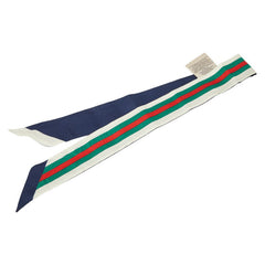 グッチ シェリーライン ホースビット ネックボウ バンドー スカーフ マルチカラー ネイビー シルク レディース GUCCI 【中古】
