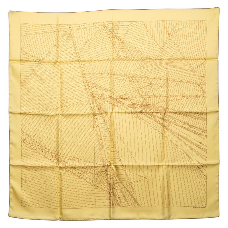 エルメス カレ90 Vent Portant 追い風 スカーフ イエロー シルク レディース HERMES 【中古】