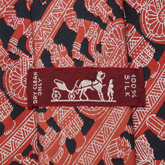 エルメス 総柄 ネクタイ レッド ブラック シルク メンズ HERMES 【中古】