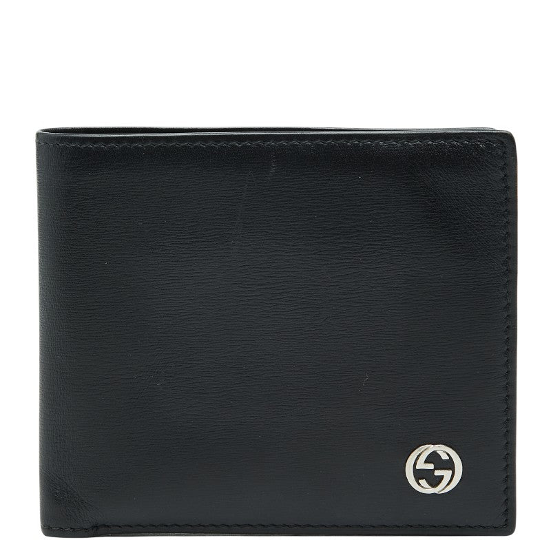 グッチ インターロッキングG 二つ折り財布 115217 ブラック レザー メンズ GUCCI 【中古】