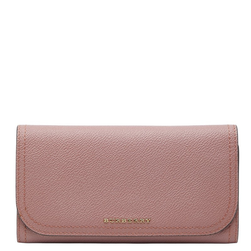 バーバリー 長財布 ピンクベージュ レザー レディース BURBERRY 【中古】
