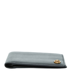 ヴェルサーチェ メドゥーサ ビギー バイフォールド ウォレット 二つ折り財布 無地 ブラック レザー レディース VERSACE 【中古】