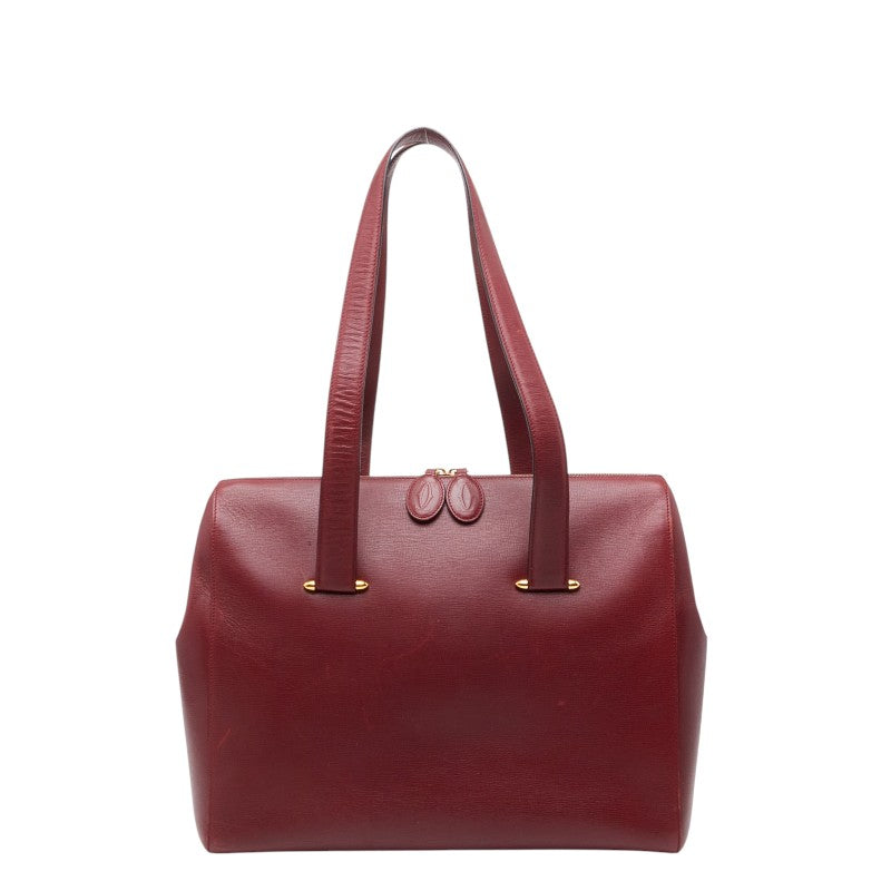 カルティエ マストライン ショルダーバッグ トートバッグ ワインレッド レザー レディース CARTIER 【中古】