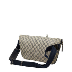 グッチ GGスプリーム ボディバッグ ウエストバッグ 211110 ベージュ ネイビー PVC レザー メンズ GUCCI 【中古】