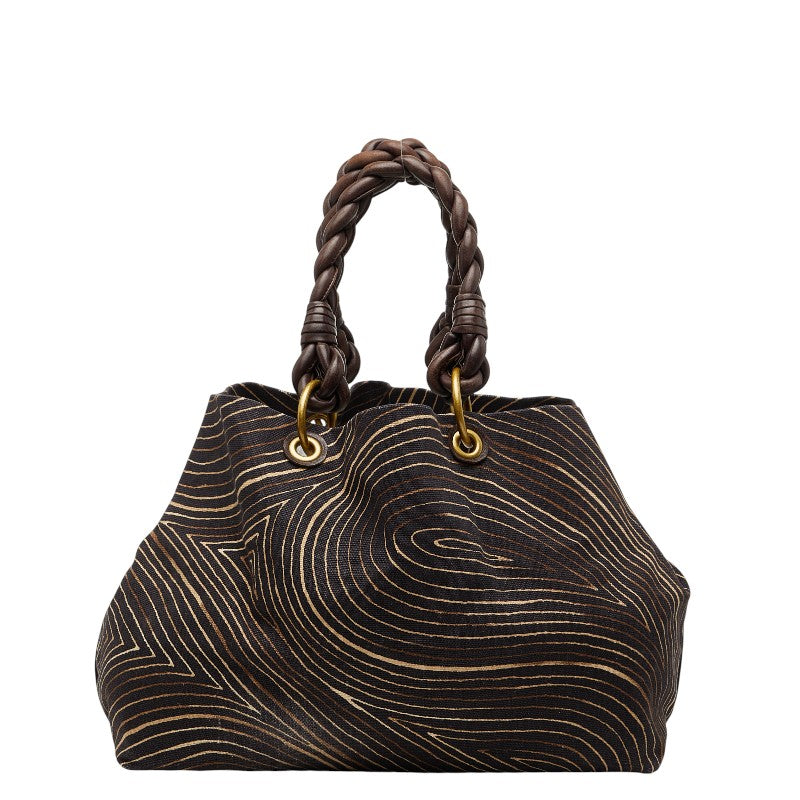 ボッテガヴェネタ トートバッグ ブラウン ベージュ キャンバス レザー レディース BOTTEGAVENETA 【中古】