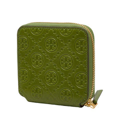 トリーバーチ ラウンドファスナー 財布 グリーン レザー レディース Tory Burch 【中古】
