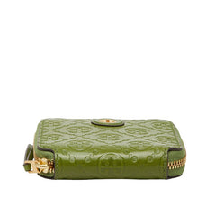 トリーバーチ ラウンドファスナー 財布 グリーン レザー レディース Tory Burch 【中古】