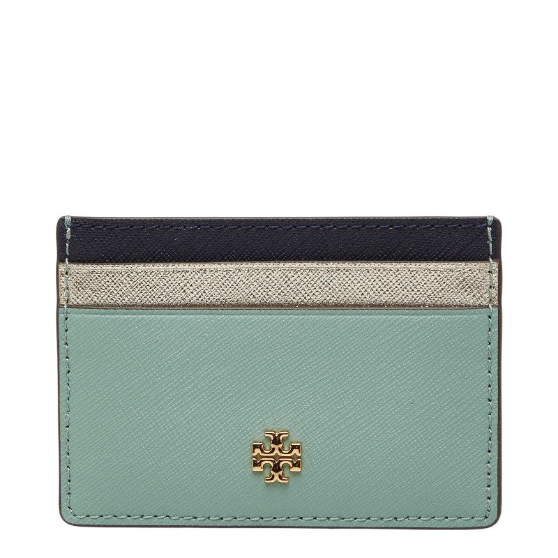 トリーバーチ カードケース パスケース グリーン ゴールド ブラック レザー レディース Tory Burch 【中古】
