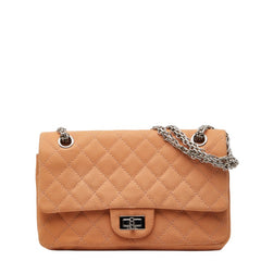 シャネル 2.55 マトラッセ ダブルフラップ チェーンショルダーバッグ ブラウン キャビアスキン レディース CHANEL 【中古】