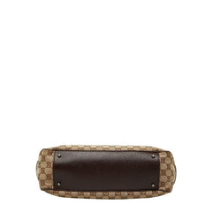 グッチ GGキャンバス ハンドバッグ トートバッグ 113011 ブラウン ベージュ キャンバス レザー レディース GUCCI 【中古】