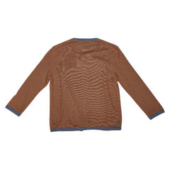 エルメス Hロゴ クルーネック カーディガン サイズ XS ブラウン ブルー カシミヤ100% レディース HERMES 【中古】