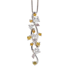 K18WG ホワイトゴールド ダイヤ1.00ct リーフモチーフ ペンダント ネックレス レディース 【中古】