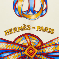 エルメス カレ90 LES RUBANS DU CHEVAL 馬のリボン スカーフ マルチカラー ブルー シルク レディース HERMES 【中古】