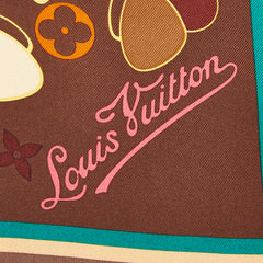 ルイ ヴィトン モノグラム チョウ 蝶 モチーフ スカーフ 400505 ブラウン マルチカラー シルク レディース LOUIS VUITTON 【中古】