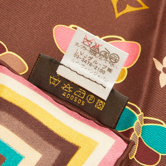 ルイ ヴィトン モノグラム チョウ 蝶 モチーフ スカーフ 400505 ブラウン マルチカラー シルク レディース LOUIS VUITTON 【中古】