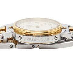 エルメス クリッパー 腕時計 CL4.220 クオーツ ベージュ文字盤 ステンレススチール レディース HERMES 【中古】