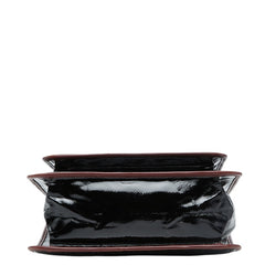 シャネル チョコバー ココマーク チェーン トートバッグ ブラック ブラウン レザー エナメル レディース CHANEL 【中古】