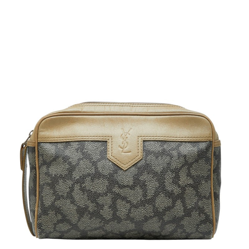 サンローラン クラッチバッグ セカンドバッグ ジラフ柄 ベージュ ブラウン PVC レザー レディース SAINT LAURENT 【中古】