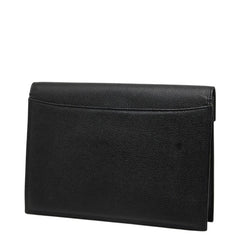 サンローラン YSL ロゴプレート ヴィンテージ クラッチバッグ セカンドバッグ ブラック レザー レディース SAINT LAURENT 【中古】
