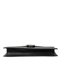 サンローラン YSL ロゴプレート ヴィンテージ クラッチバッグ セカンドバッグ ブラック レザー レディース SAINT LAURENT 【中古】