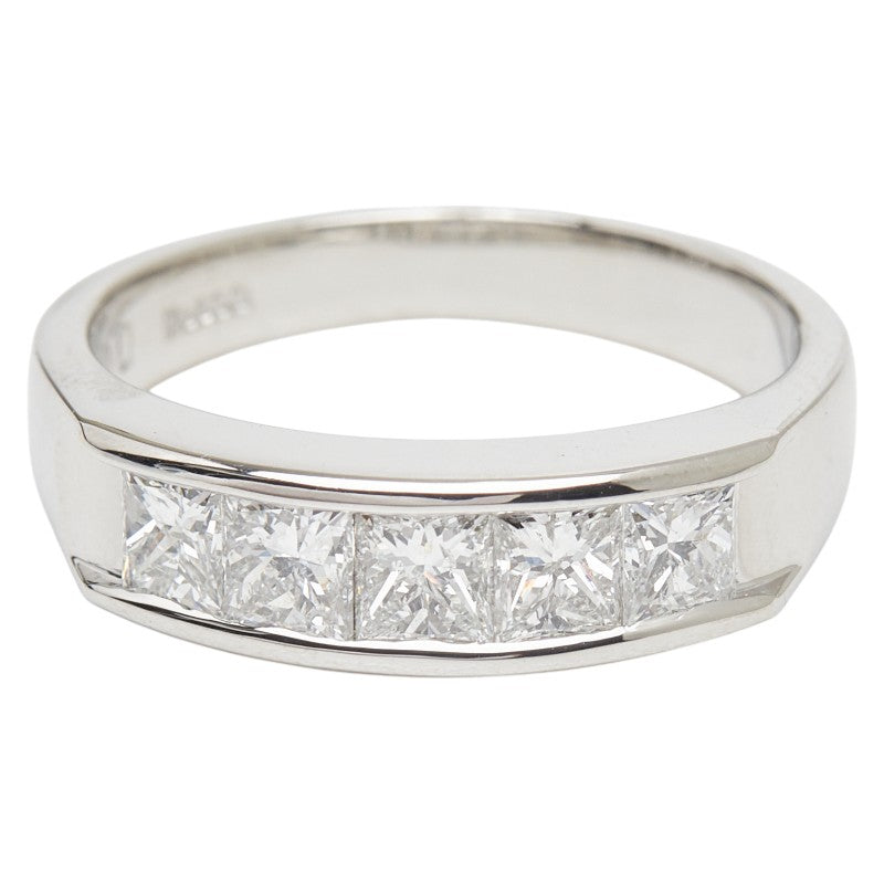 Pt900 プラチナ ダイヤ1.00ct 一文字リング リング 指輪 レディース 10号 【中古】