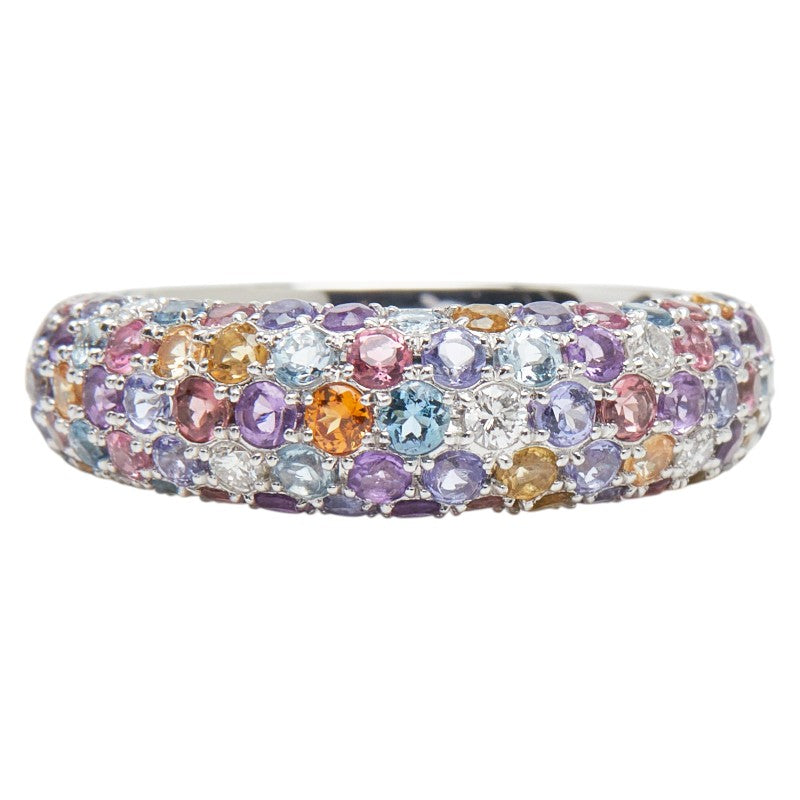 K18WG ホワイトゴールド マルチ色石1.45ct ダイヤ0.12ct リング 指輪 レディース 12号 【中古】