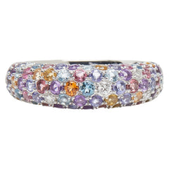 K18WG ホワイトゴールド マルチ色石1.45ct ダイヤ0.12ct リング 指輪 レディース 12号 【中古】