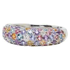 K18WG ホワイトゴールド マルチ色石1.45ct ダイヤ0.12ct リング 指輪 レディース 12号 【中古】