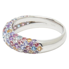 K18WG ホワイトゴールド マルチ色石1.45ct ダイヤ0.12ct リング 指輪 レディース 12号 【中古】