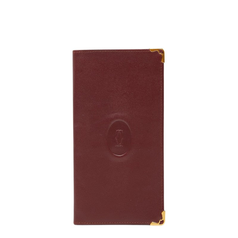 カルティエ マストライン 札入れ レッド ボルドー レザー レディース CARTIER 【中古】