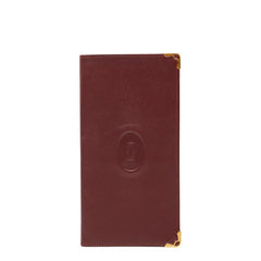 カルティエ マストライン 札入れ レッド ボルドー レザー レディース CARTIER 【中古】