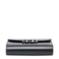 セリーヌ トリオンフ スモールフラップウォレット 三つ折り財布 ブラック レザー レディース CELINE 【中古】