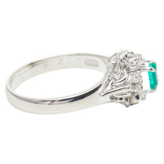 Pt900 プラチナ エメラルド0.22ct ダイヤ0.08ct リング 指輪 レディース 11.5号 【中古】