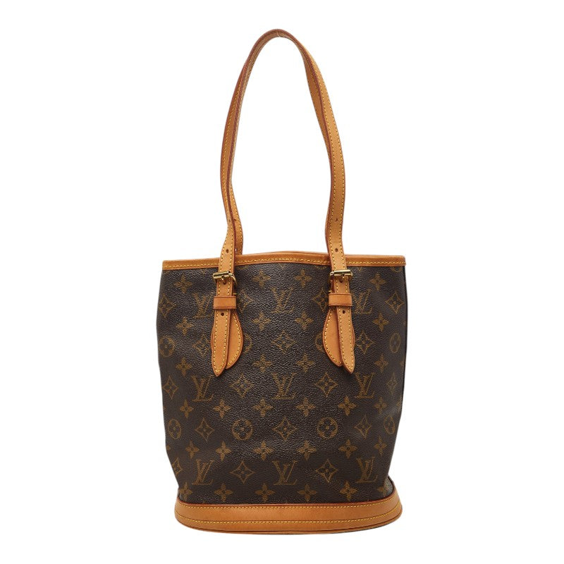 ルイ ヴィトン モノグラム プチ バケットPM トートバッグ ショルダーバッグ M42238 ブラウン PVC レザー レディース LOUIS VUITTON 【中古】