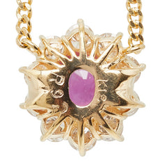 K18YG イエローゴールド ルビー0.92ct ダイヤ0.88ct ペンダント ネックレス レディース 【中古】