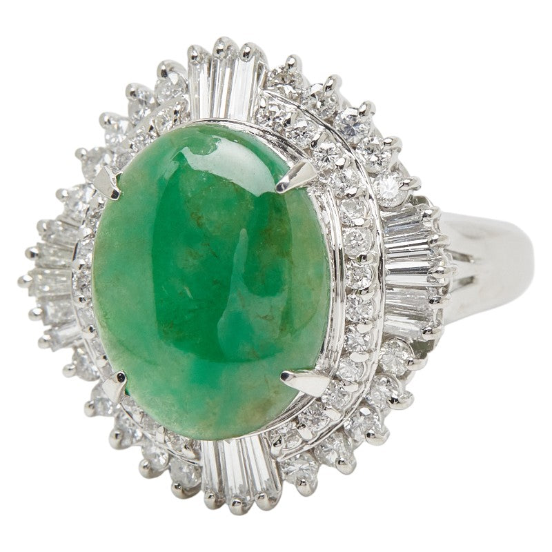 Pt900 プラチナ ヒスイ4.37ct ダイヤ1.02ct リング 指輪 レディース 12号 【中古】